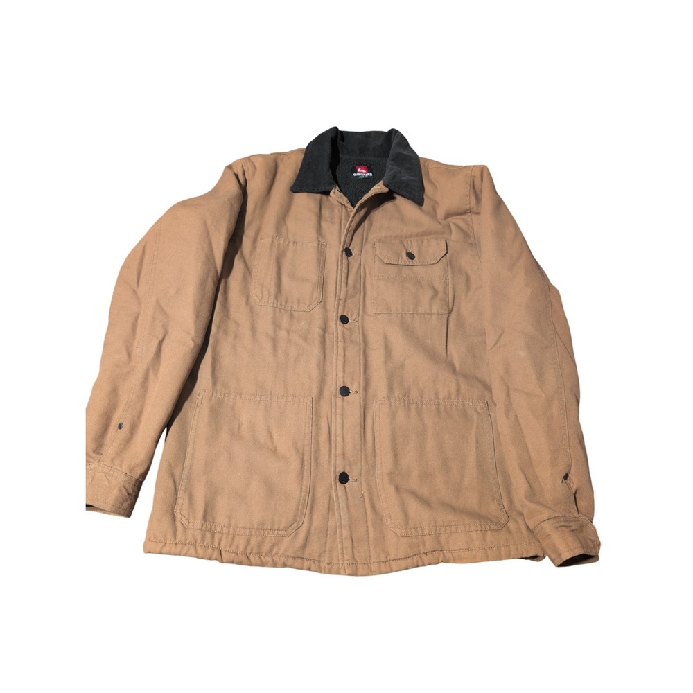 Quiksilver Barn Chore‎ Jacket Corduroy Collar Canvas Workwear Coat SZ Large 0279